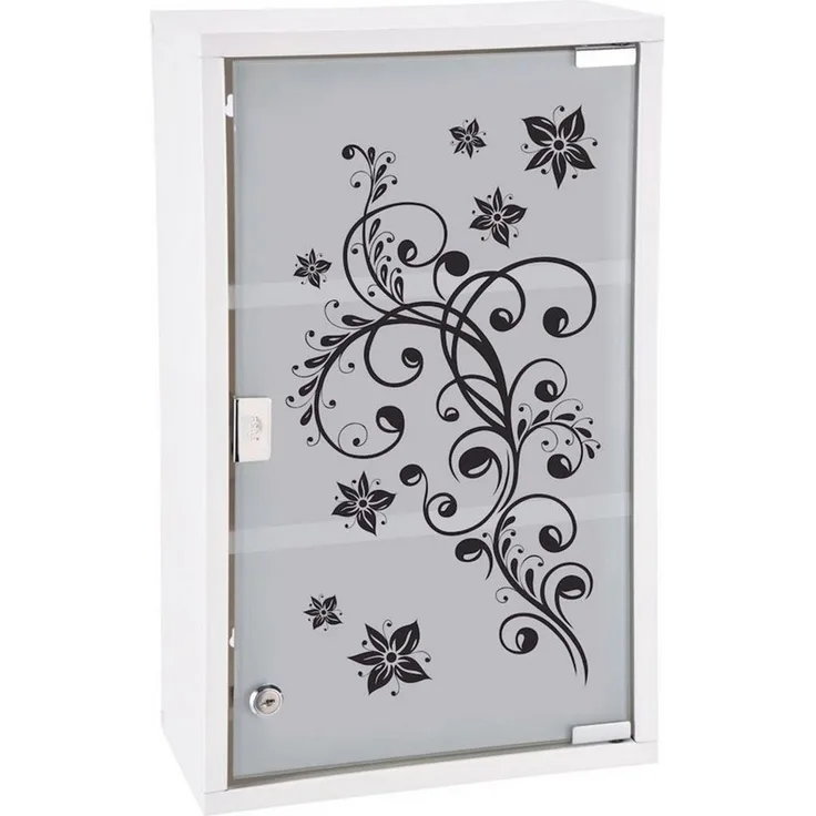 Spetebo Medizinschrank XXL Metall Medizinschrank Glastür weiß - 50x30 cm (Komplett-Set, 1-St, Schrank + Schlüssel) Abschließbar, Tablettenschrank, Medikamentenschrank