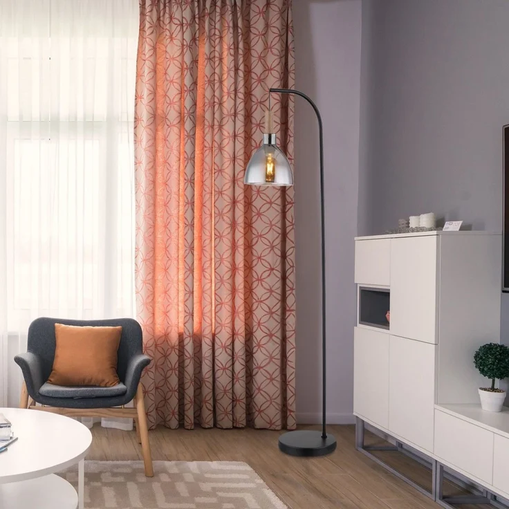 Stehleuchte Wohnzimmer Rauchglas Stehlampe Schwarz Standleuchte Standleuchte – Bild 5