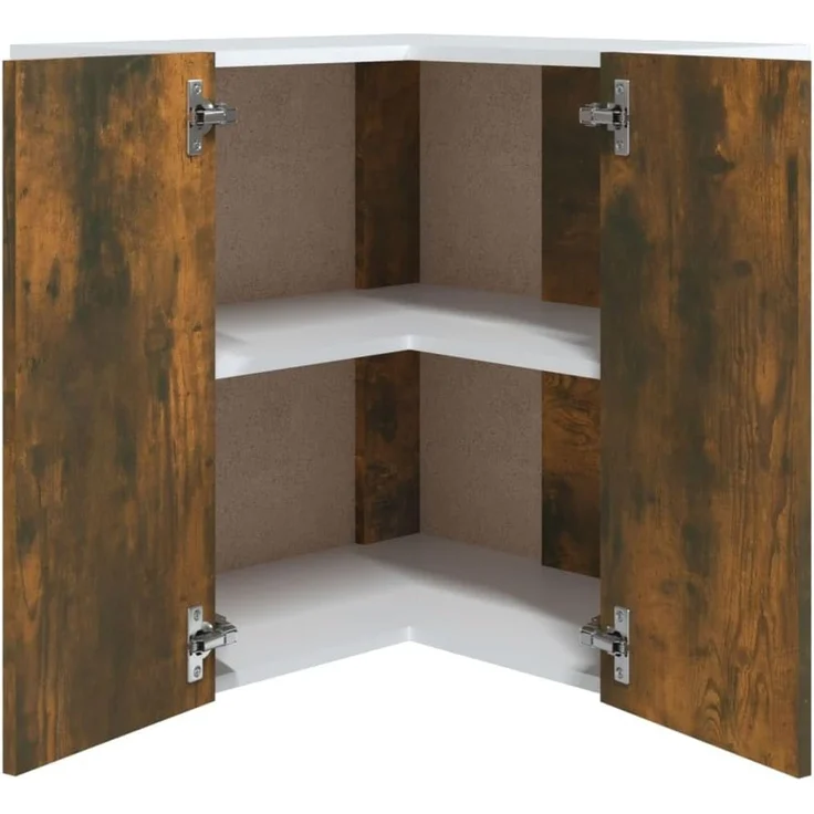 vidaXL Eck Hängeschrank, Wandschrank für Küche, Eckschrank mit viel Stauraum, Küchenschrank Schwebeschrank Küchenmöbel, Räuchereiche Holzwerkstoff – Bild 7