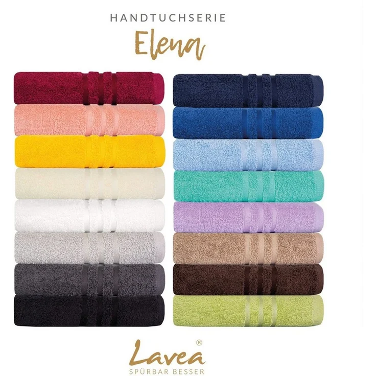 Lavea Waschhandschuh 10er Set Waschhandschuhe, 15 x 21 cm, Elena-Frottierserie, Waschlappen, 100% Baumwolle (10er Set), 500 g/m² Frottier, weich & saugstark, pflegeleicht