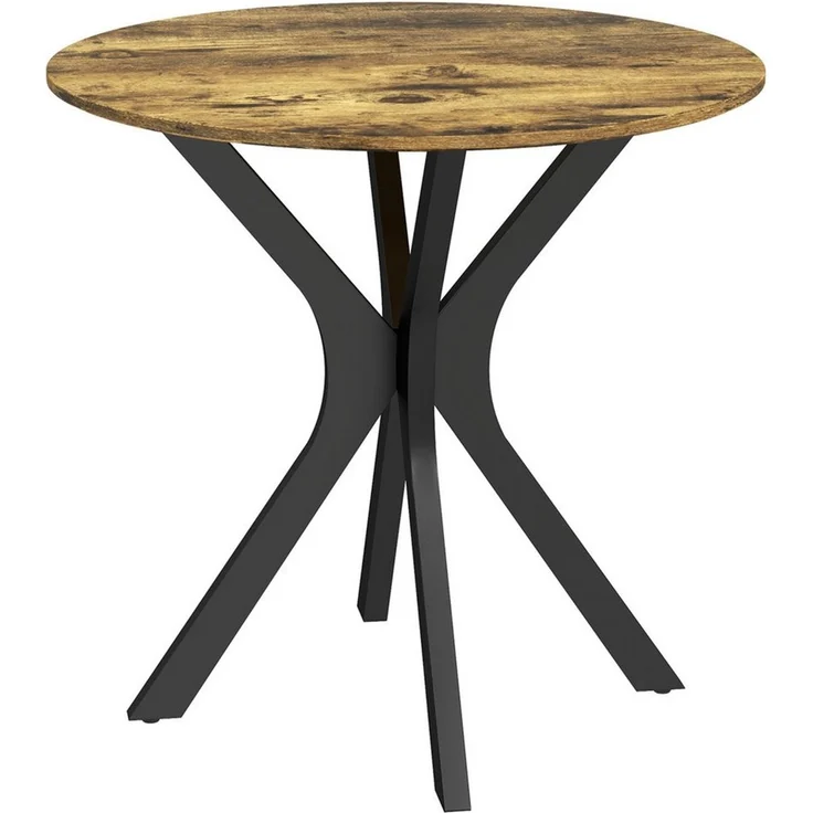 HOMCOM Esstisch Kaffeetisch Spider-Stahlgestell für Küche Esszimmer (Esszimmertisch, 1-St, Runder Küchentisch), für 2 Personen, Ø78 x 75 cm, Rustikales Braun – Bild 2
