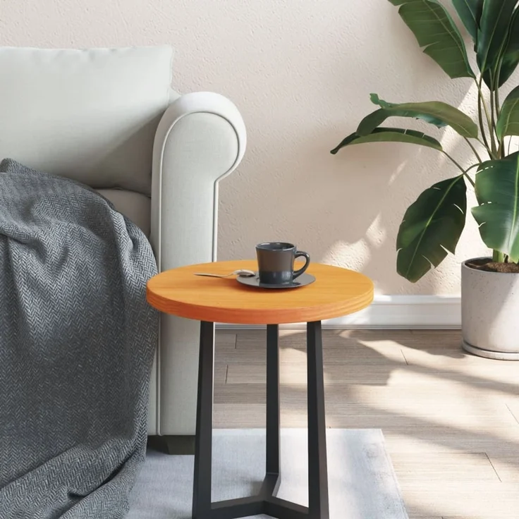 vidaXL Tischplatte Rund Wachsbraun Ø40x2,5 cm Massivholz Kiefer 847125 – Bild 3