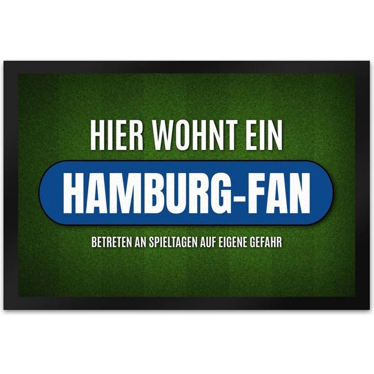 speecheese Fußmatte Hier wohnt ein Hamburg Fan Fußmatte XL mit Rasen Motiv – Bild 1