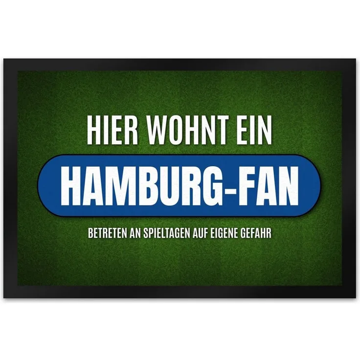 speecheese Fußmatte Hier wohnt ein Hamburg Fan Fußmatte XL mit Rasen Motiv