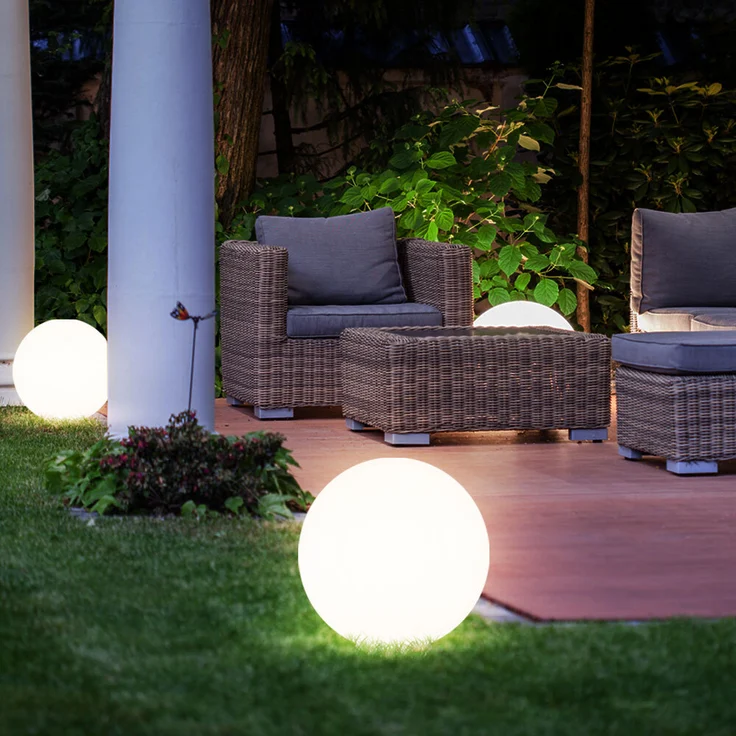 2er Set LED Solarleuchte, Kugel weiß, H 60 cm – Bild 2