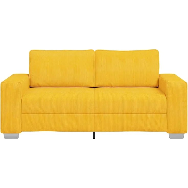vidaXL Zweisitzer-Sofa Hellgelb 180x77x82 cm Cordstoff 4105205 – Bild 3