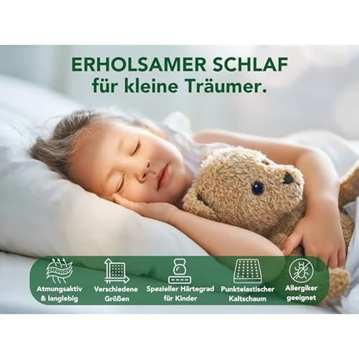 DREAMSTAR Ergo Kids Junior Kindermatratze und Jugendmatratze | Öko-TEX® | hautfreundlicher Bezug abnehmbar und waschbar bei 60 Grad | 140x200 cm – Bild 4