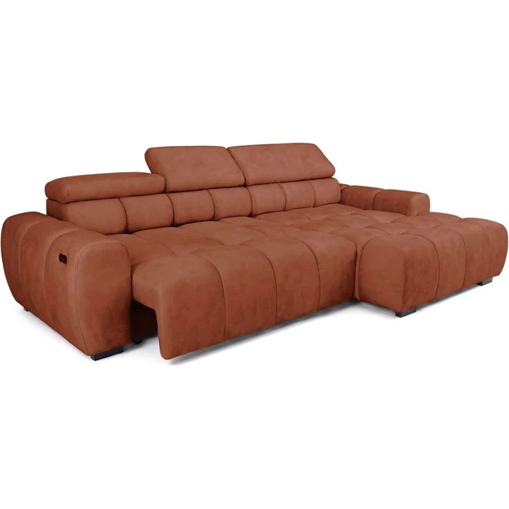 Ecksofa Schlafsofa VELUNIO RELAX in Stoff Salvador Rostbraun Ottomane Rechts – Bild 3