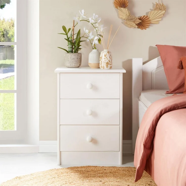 IDIMEX Nachtkommode RONDO, Nachttisch RONDO Kiefer massiv Kommode mit 3 Schubladen Landhaus Massi – Bild 2