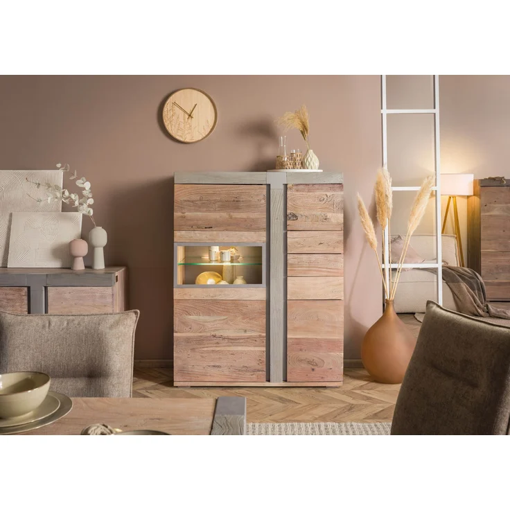 Highboard Akazie 110x45x142 beige lackiert Amsterdam #105 – Bild 10