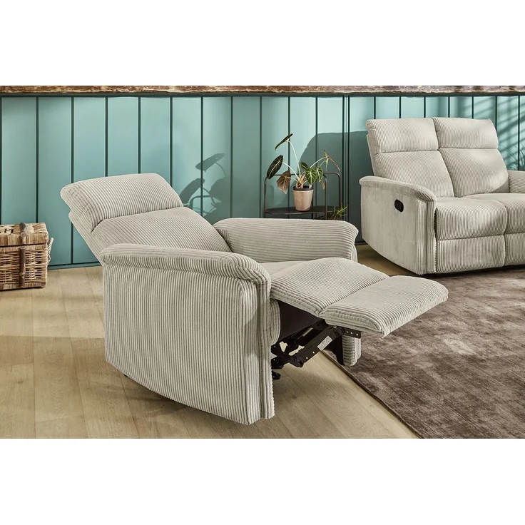 Relax-Fernsehsessel Federkern TV Liegefunktion verstellbar Bezug in Cord Beige – Bild 3