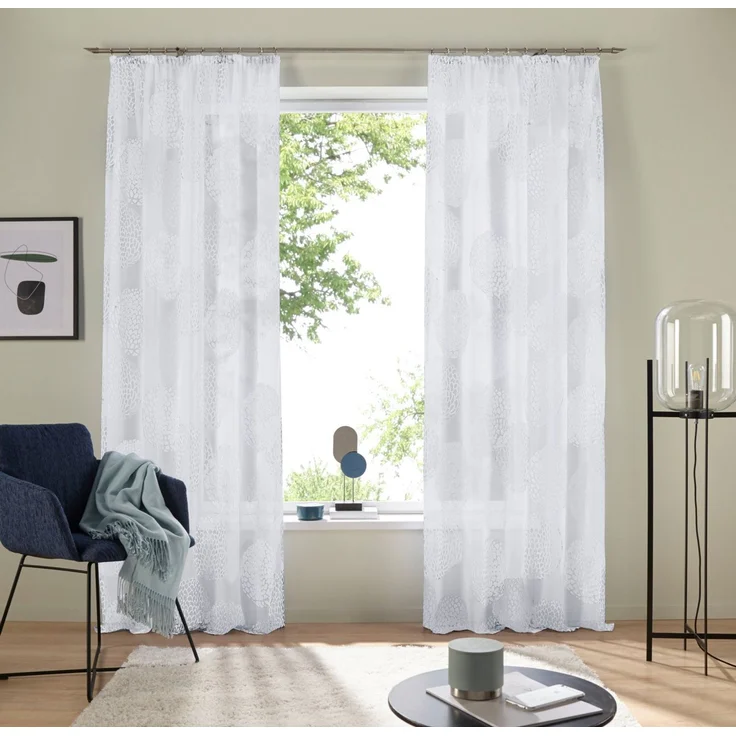 OTTO home Gardine Belem (1 St), Kräuselband, transparent, Voile, 1 bzw. 2 Schals, Vorhang, Fertiggardine, Kreise – Bild 2