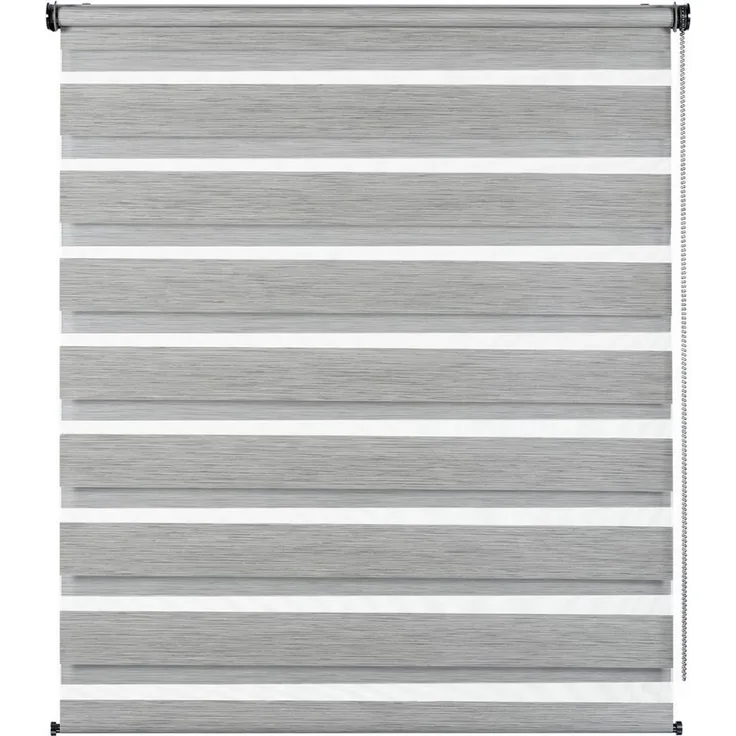 GARDINIA Doppelrollo de luxe, Duo-Rollo, Seitenzugrollo, Transparente und blickdichte Streifen, Verstellbar, Grau-melange, 50x180 cm