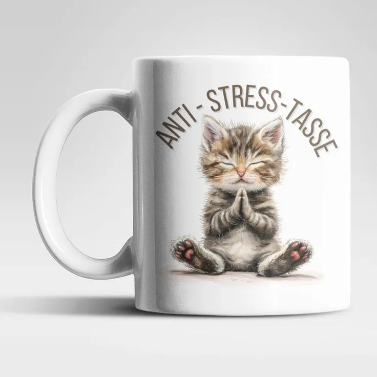WS-Trend Tasse Anti Stress Baby Katze Kätzchen Kaffeetasse Teetasse Geschenkidee, 2-tlg, Keramik