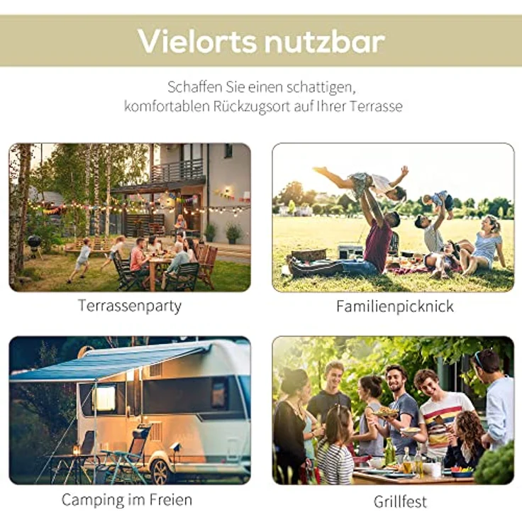 Outsunny Pavillon Gartenpavillon Markise mit klappbarem Seitendach, UV-Schutz, Stahl und Polyester, cremeweiß und schwarz, 3 x 2,5 m – Bild 5