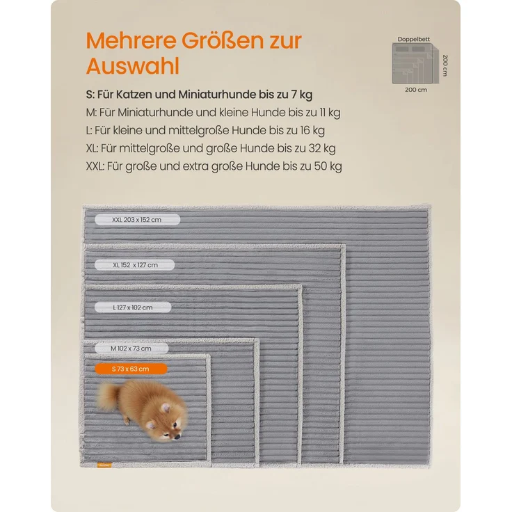 Feandrea Hundedecke, wasserdichte Decke, XL, 152 x 127 cm, für mittelgroße, große Hunde, beidseitig verwendbar, Hundesofa waschbar, taubengrau-hellgrau PPBDE036G01 – Bild 5