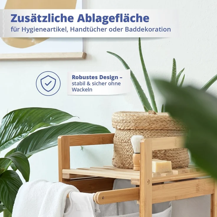 Lumaland Ausziehwäschekorb weiß, mit ausziehbarem Wäschesack, Wasserdicht, 33 x 33 x 73 cm – Bild 6