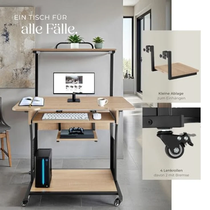 tectake Schreibtisch Fife (1-St, 1 tlg), Funktionaler Schreibtisch im kontrastreichen Industrial Style – Bild 6
