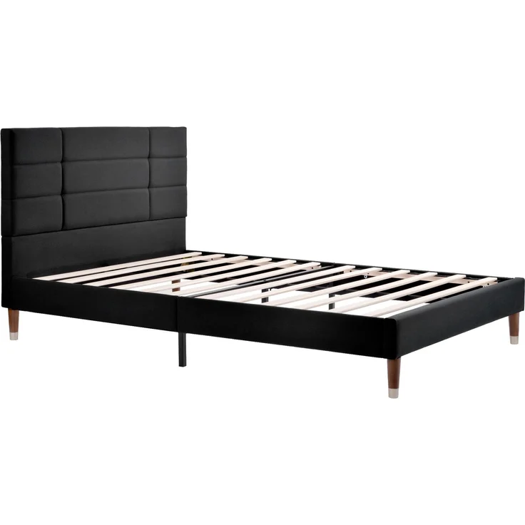 Polsterbett 140x200 cm Doppelbett mit Lattenrost und Kopfteil, Leinenbezug in Schwarz, für Erwachsene & Jugendliche – Bild 7
