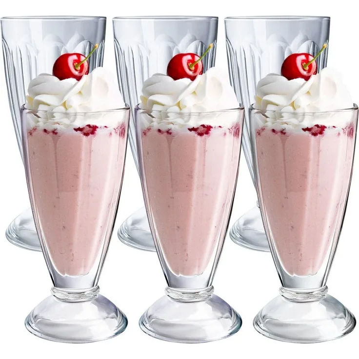 KONZEPT Cocktailglas mit Stiel 300ml, Gläser für Smoothie, Milchshake und Dessert, 6-tlg, spülmaschinengeeignet