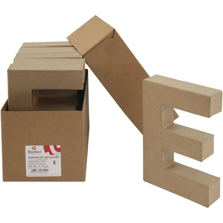 Pappmaché Buchstabe E FSC Recycled100%, 15x10,5x3cm – Bild 2