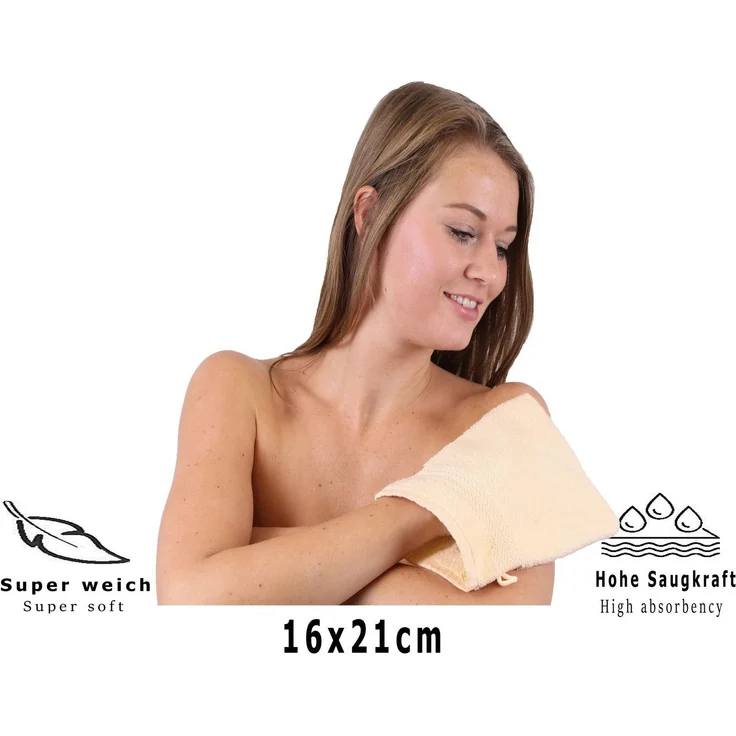 Betz Waschhandschuh 10-tlg. PREMIUM Größe 16 cmx21 cm, Baumwolle (Set, 10-St), 100% baumwolle – Bild 3