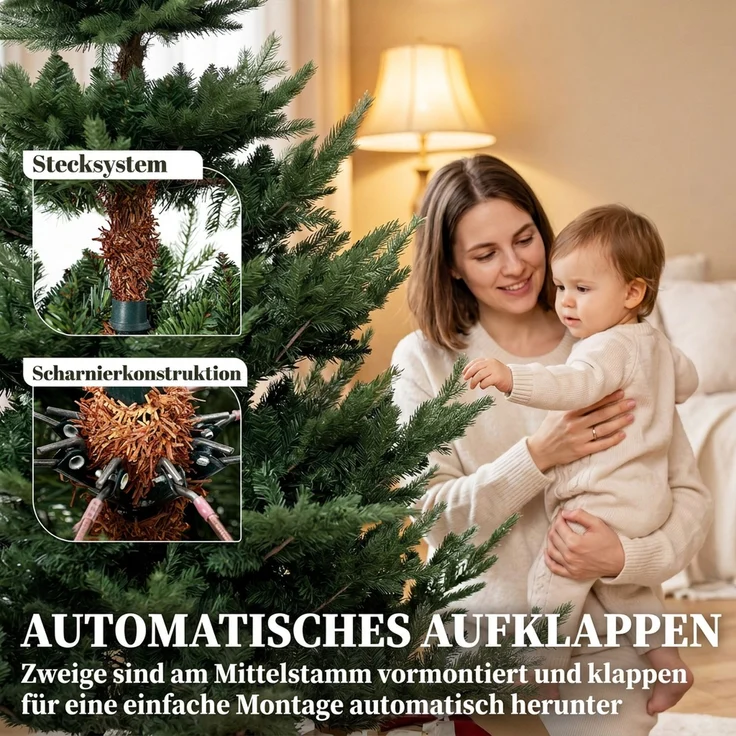 HOMCOM Weihnachtsbaum, PVC, Grün, 140 x 140 x 210 cm – Bild 6