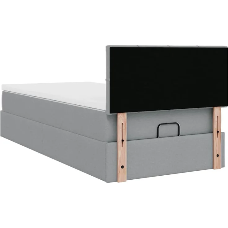 vidaXL Ottomane Bett mit Matratze & LEDs Hellgrau 90x200 cm Stoff 3312277 – Bild 9