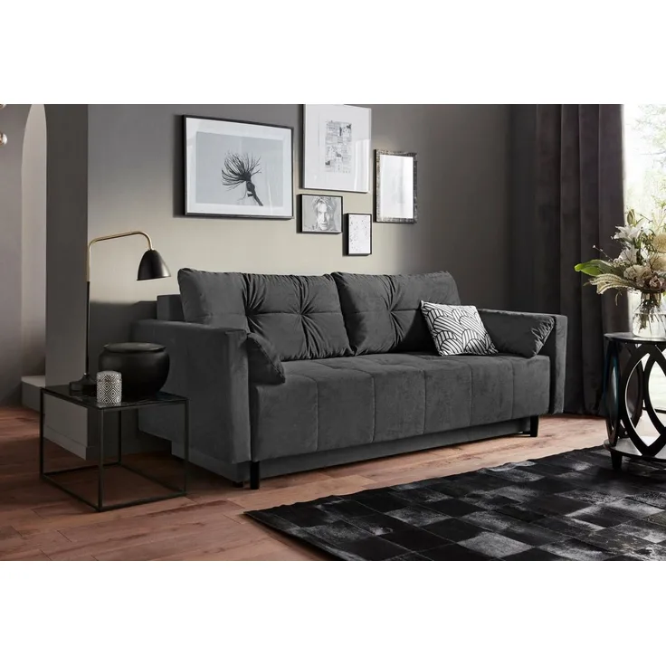 COLLECTION AB Schlafsofa Solar, Bettfunktion, Bettkasten, Federkern und loser Rücken- und Zierkissen