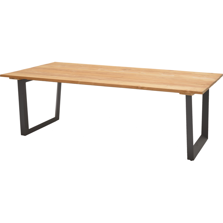 JIMMY Gartentisch 99x216, Alurahmen in Magnesiumgrau, Tischplatte aus Teakholz