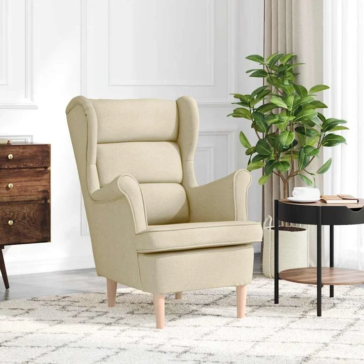 Sessel wohnzimmer, Relaxsessel Creme 74x84x100 cm Stoff – Bild 1