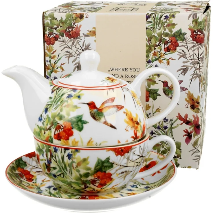 DUO FLORAL Tasse mit Teekanne LINNEA New Bone China Porzellan – Bild 1