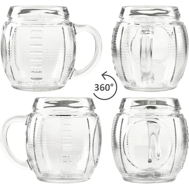MamboCat Bierglas 6x Football Biergläser 0,5L geeicht Pille-Relief 6 Pers. Bierkrüge, Glas – Bild 4