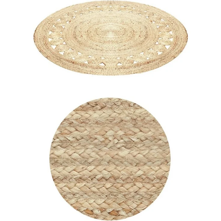 Marrakesch Orient & Mediterran Interior Teppich Runder Jute-Teppich Jemina handgemacht aus Jute in Natur-Beige 120 cm, Höhe: 1 mm, Handarbeit – Bild 3
