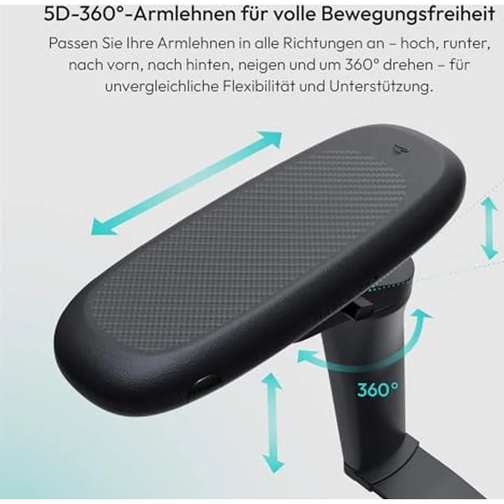 ThunderX3 Flex Pro Mesh, Ergonomischer Bürostuhl mit hoher Rückenlehne, Lendenstütze, 19D Verstellbarkeit, Synchronmechanik, Vorwärtsneigung, Schwarz – Bild 4