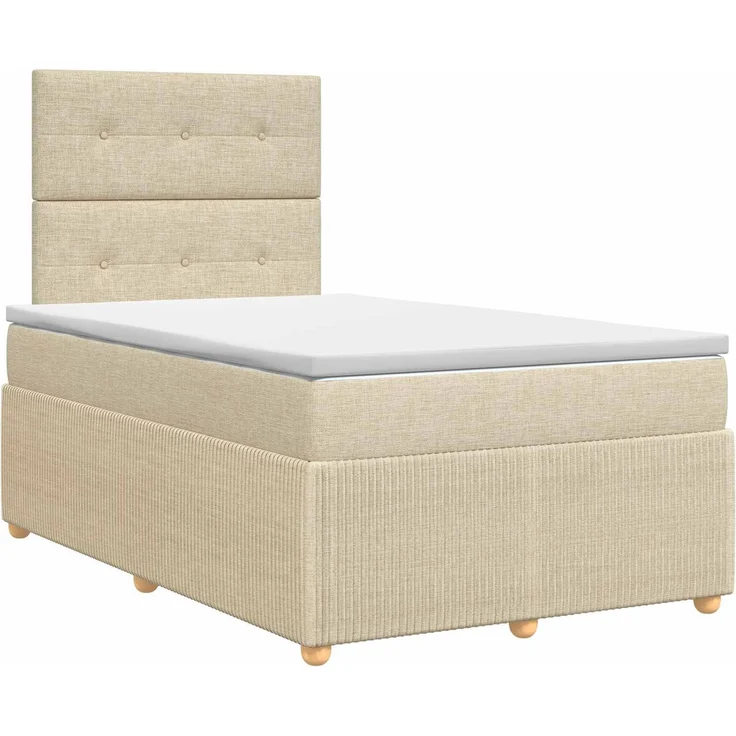 vidaXL Boxspringbett mit Matratze Creme 120 x 190 cm Stoff 3454352 – Bild 2