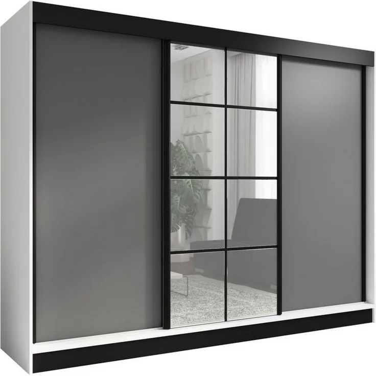 A&J MöbelLand GmbH Schiebetürenschrank ORAVELLE 3-türiger Kleiderschrank mit Spiegel (TOP ANGEBOT! Geräumiger Schrank mit einer Breite von 200 cm ideal zur Aufbewahrung von Kleidung und Accessoires. Wählen Sie das ideale Modell für Ihr Schlafzimmer!, T...