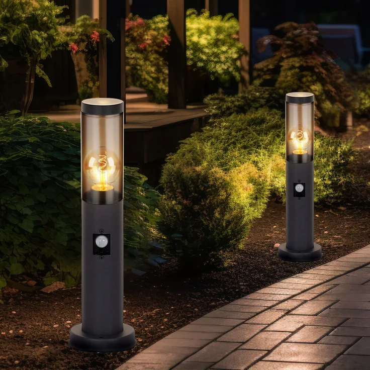 2er Set Sockelleuchte, Bewegungsmelder, anthrazit, H 45 cm – Bild 2