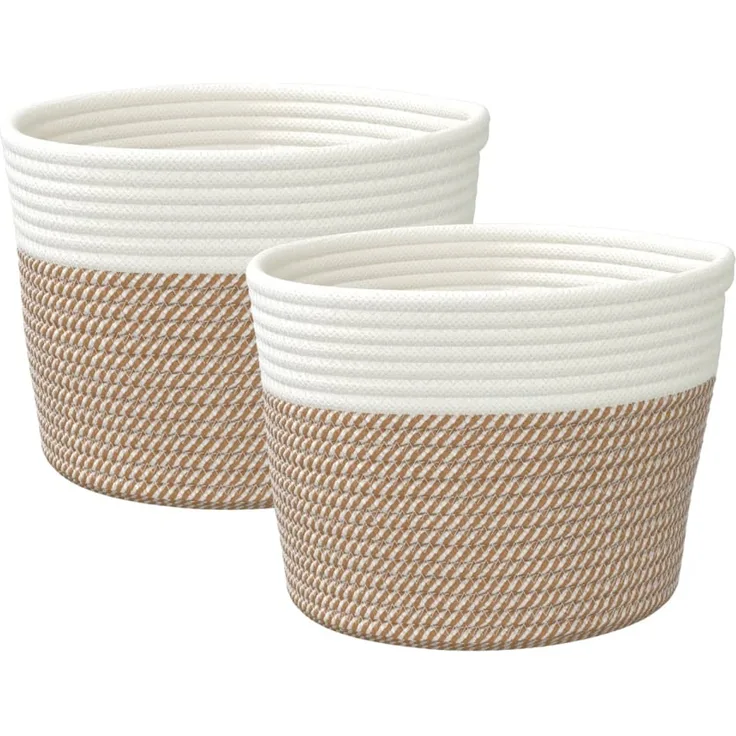 vidaXL Aufbewahrungskörbe 2 Stk. Braun und Weiß Ø24x18 cm Baumwolle 358456