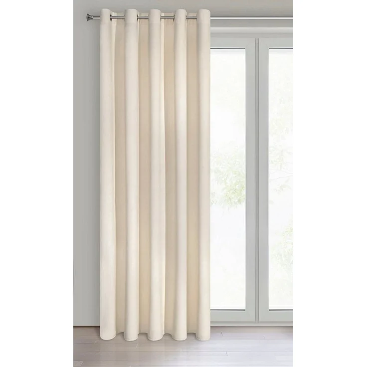 Eurofirany 'VILLA' Vorhang, Samtvorhänge, Velours Blickdicht, Hellbeige, 10 ÖSEN, H250 x B140 cm (1er Pack) – Bild 1