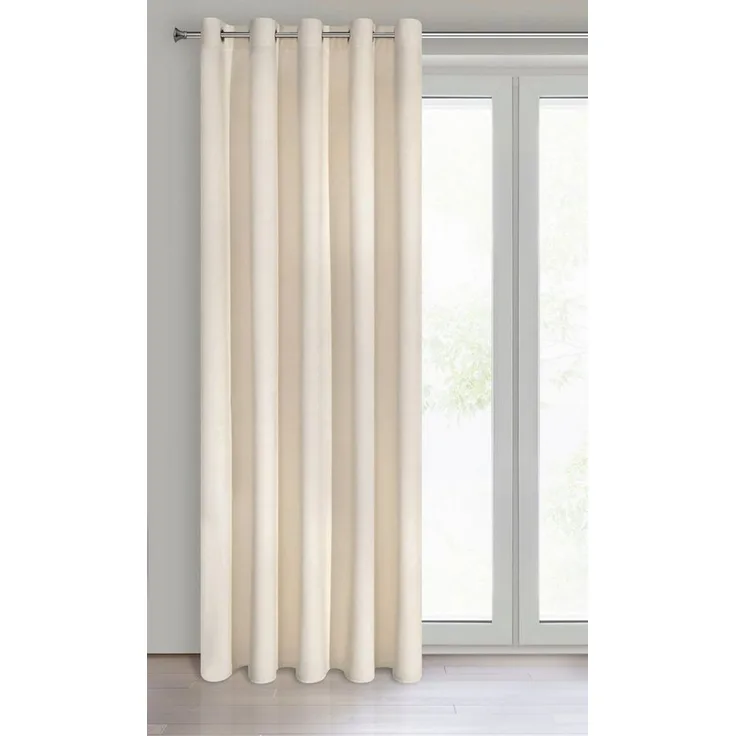 Eurofirany 'VILLA' Vorhang, Samtvorhänge, Velours Blickdicht, Hellbeige, 10 ÖSEN, H250 x B140 cm (1er Pack)