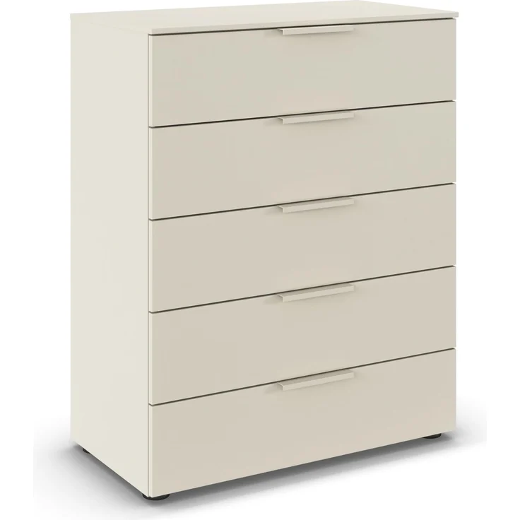 Rauch Möbel Flipp, Kommode für Schlafzimmer, Kinderzimmer, Wohnzimmer, Jugendzimmer, Flur, Garderobe, 5 Schubladen, mit Softclose Funktion, Farbe Beige, Breite 80 cm
