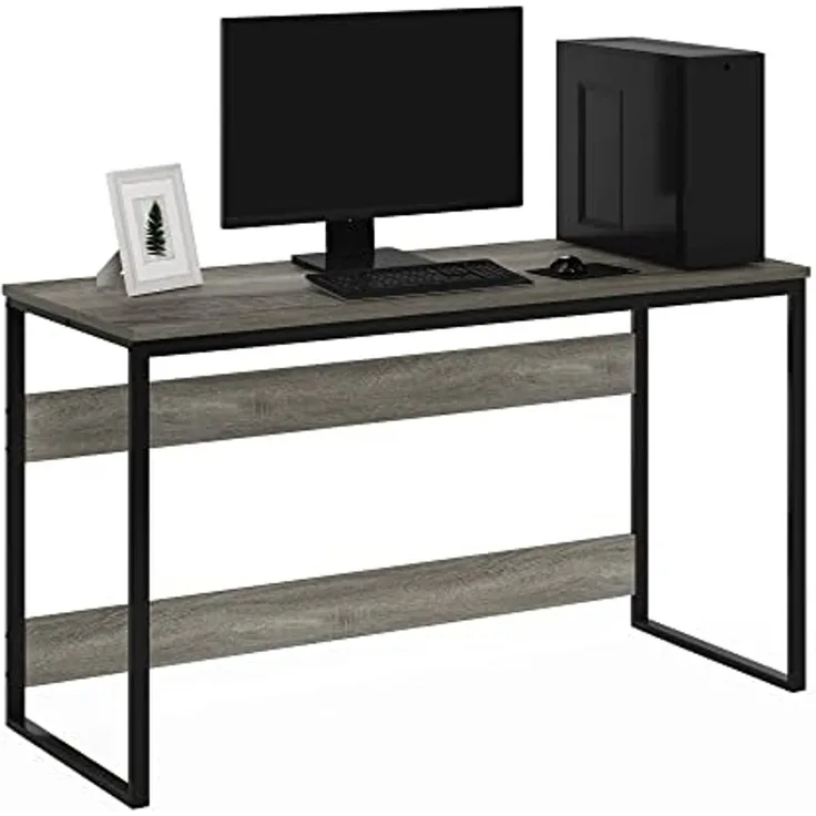 Furinno Moretti Computertisch, Gaming-Schreibtisch, Büro-Schreibtisch, 52 Breite, für Homeoffice, Gaming, Arbeitszimmer, Grau-Eiche