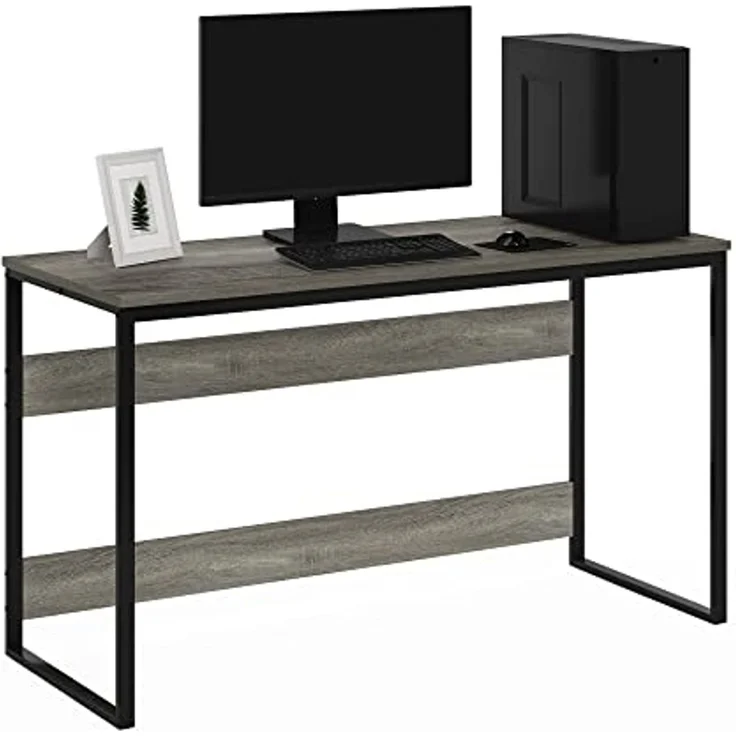 Furinno Moretti Computertisch, Gaming-Schreibtisch, Büro-Schreibtisch, 52 Breite, für Homeoffice, Gaming, Arbeitszimmer, Grau-Eiche – Bild 1