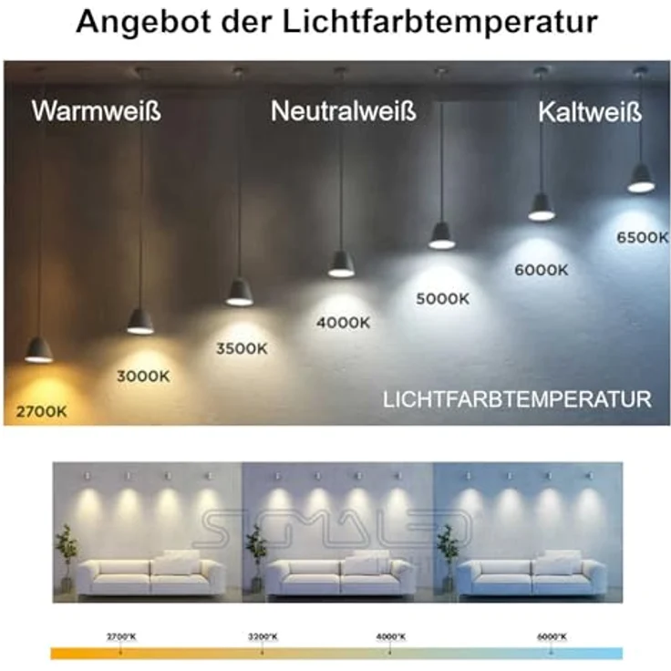 Sigmaled lighting, LED-Spots mit GU10-Sockel, 5 W (= 40 W), 400 Lumen, 120°-Winkel, LED-Leuchtmittel mit warmweißes Licht (2800 K), 50 x 57 mm, 6er-Pack – Bild 7