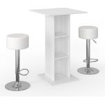 Bartisch-Set Rodeo Weiß 70 x 70 cm mit 2 Barhockern Vicco
