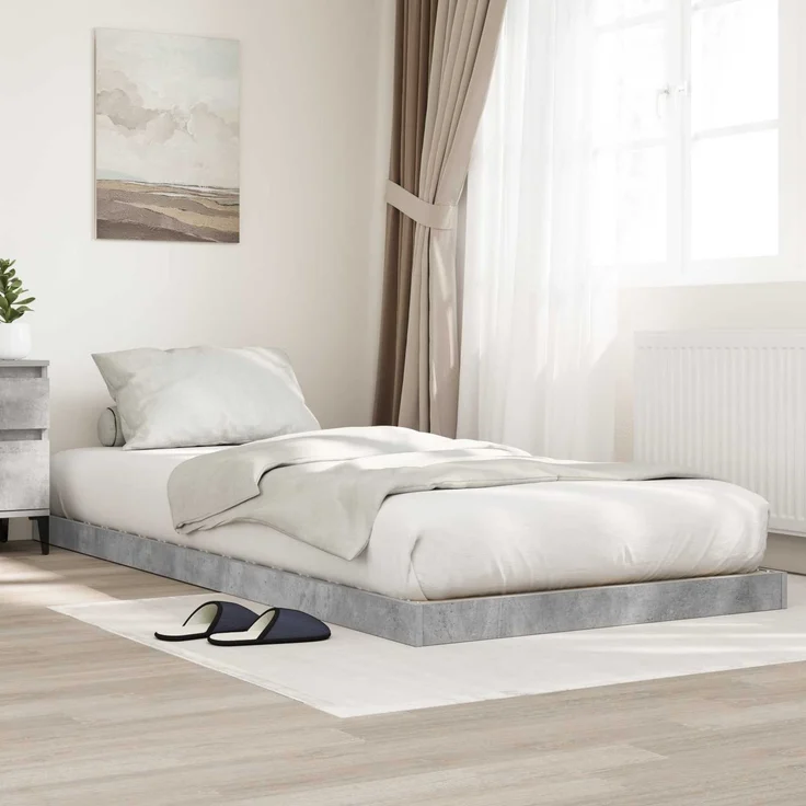 vidaXL Bodenbettrahmen, Holz Beton Grau, 86,5x200 cm – Bild 1