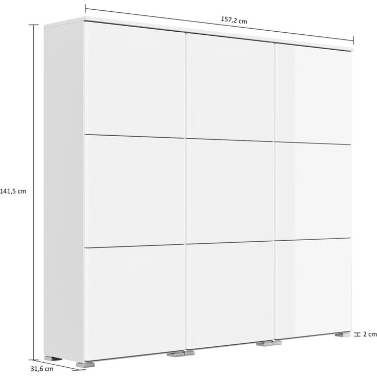 Schuhschrank XL Comfort 9 Klappen 36 Paar 157x141 cm Weiss-Eiche : Weissmatt / Eiche hell – Bild 4