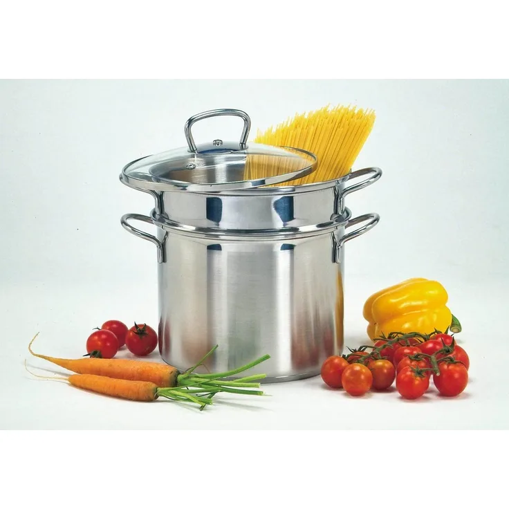 KARL KRÜGER Spaghettitopf mit Glasdeckel 6,5 l Ø24cm Edelstahl 3teilig