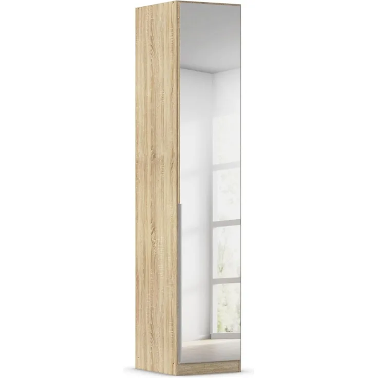 Rauch Möbel Alabama, Kleiderschrank für Schlafzimmer, Kinderzimmer, Wohnzimmer, Garderobe, Flur, 1-türig, Spiegel, mit Zubehör Basic, Farbe Eiche Sonoma, Holz, Breite 47 cm